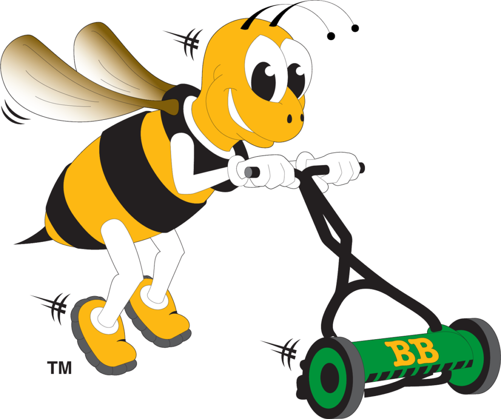 busy bee lawn care and sprinkler mascot